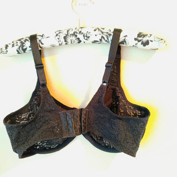 Wacoal 34D Black Sheer Lace Soft cup Underwire Bra Intimates Lingerie Sexy - Picture 4 of 5